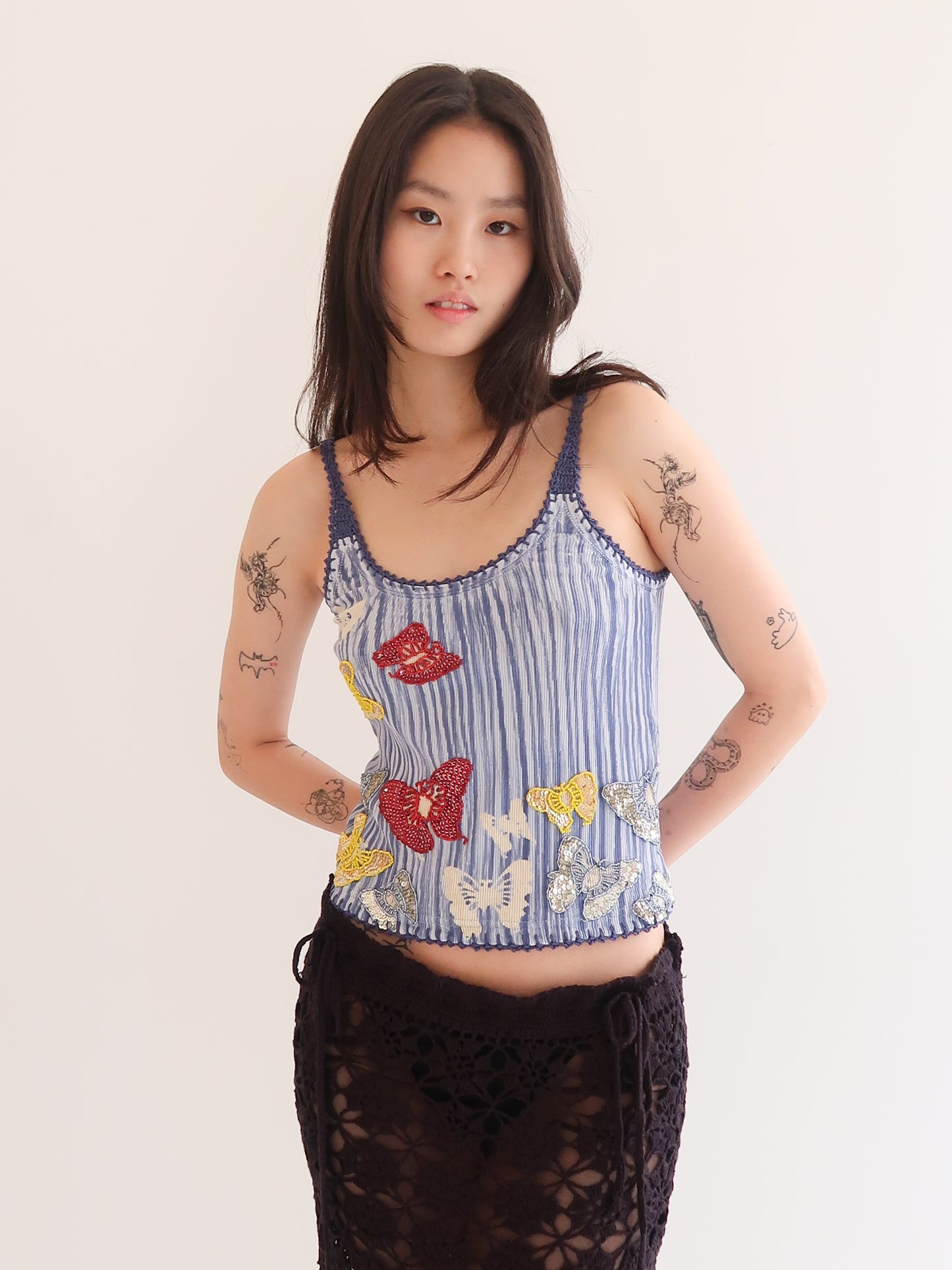 Butterfly Pea Tank - Baby Stripe Navy I