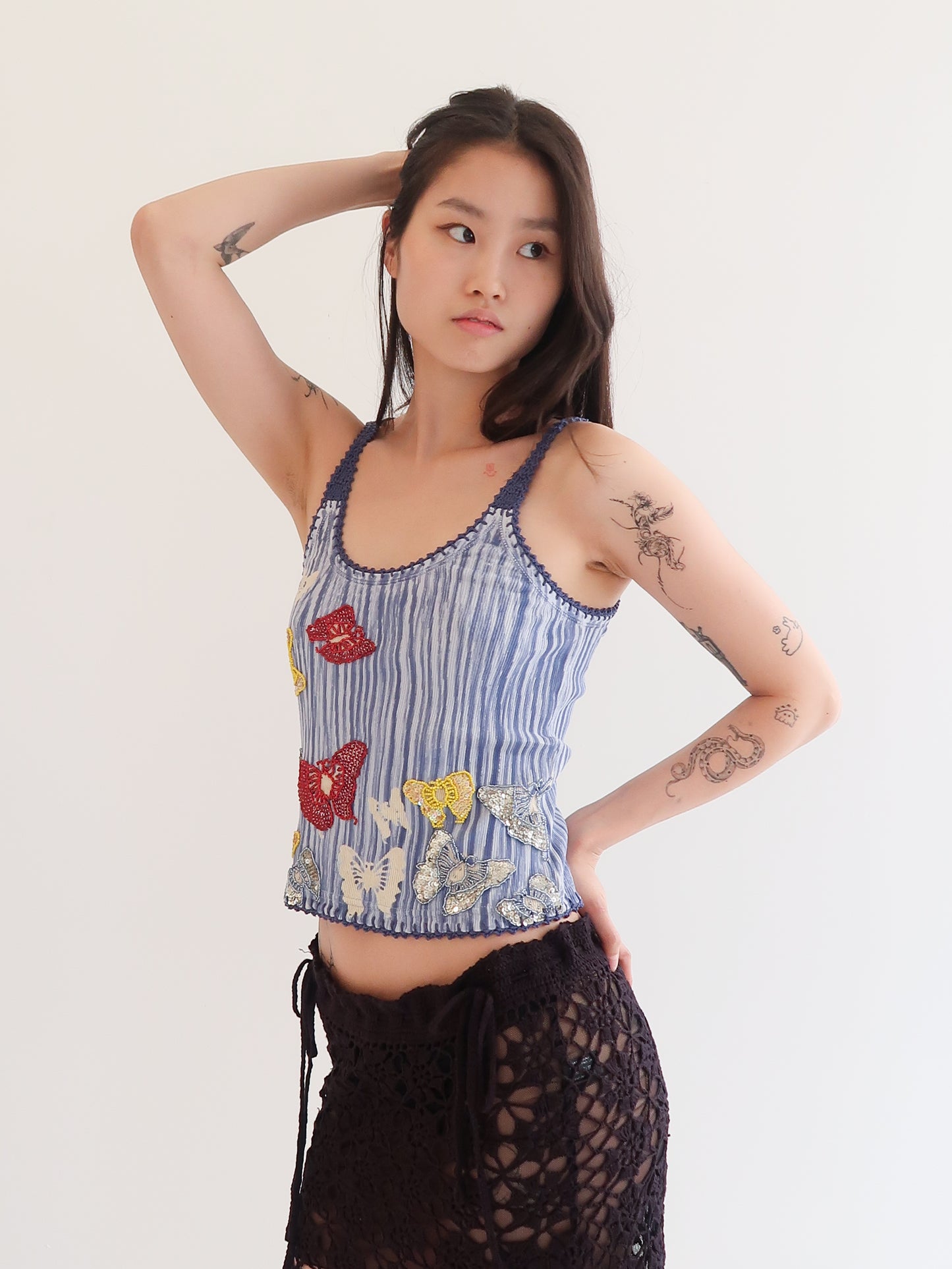 Butterfly Pea Tank - Baby Stripe Navy I