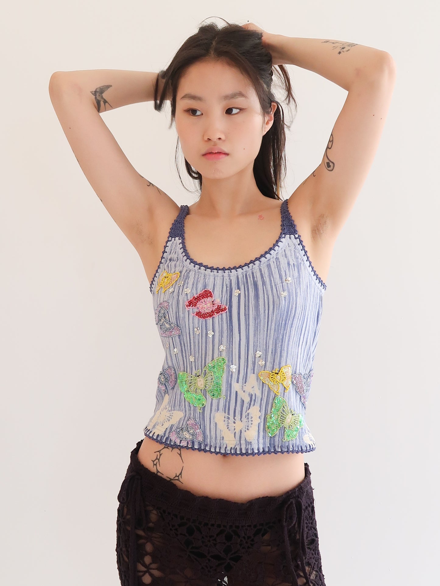 Butterfly Pea Tank - Baby Stripe Navy II