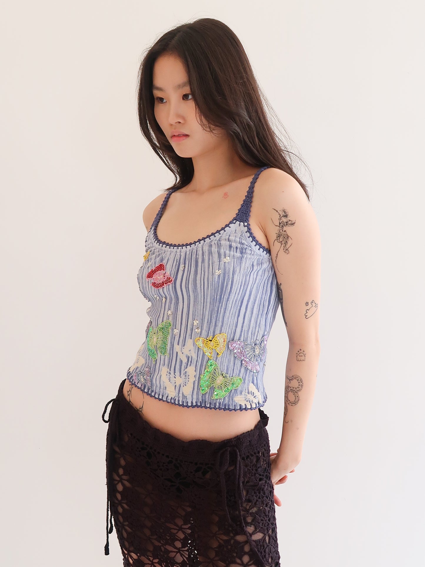 Butterfly Pea Tank - Baby Stripe Navy II