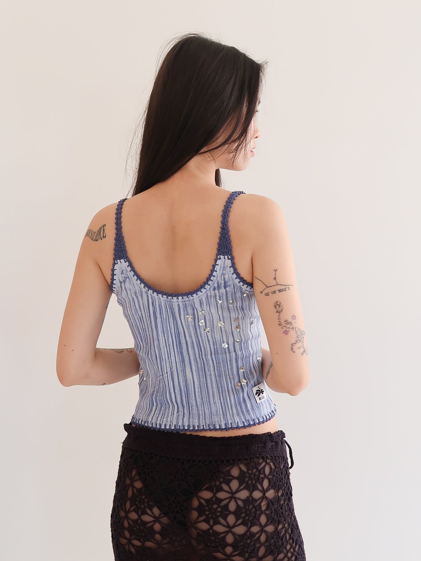 Butterfly Pea Tank - Baby Stripe Navy II