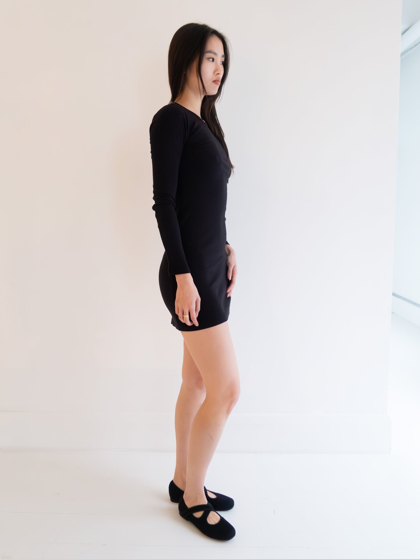 Bellevue Long Sleeve Mini Dress - Black