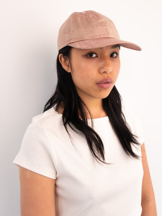 Raw Silk Cap - Tan/Pink Iridescent