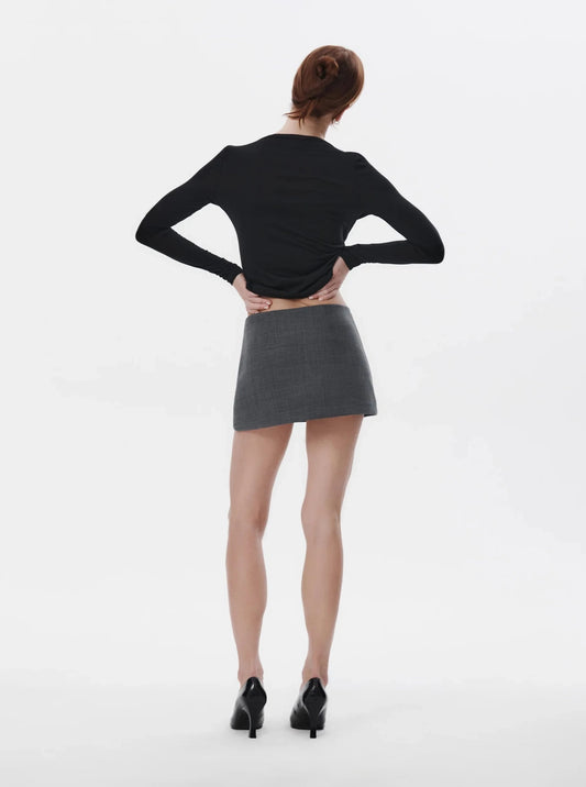 The Miniskirt - Grey Merino Wool Twill