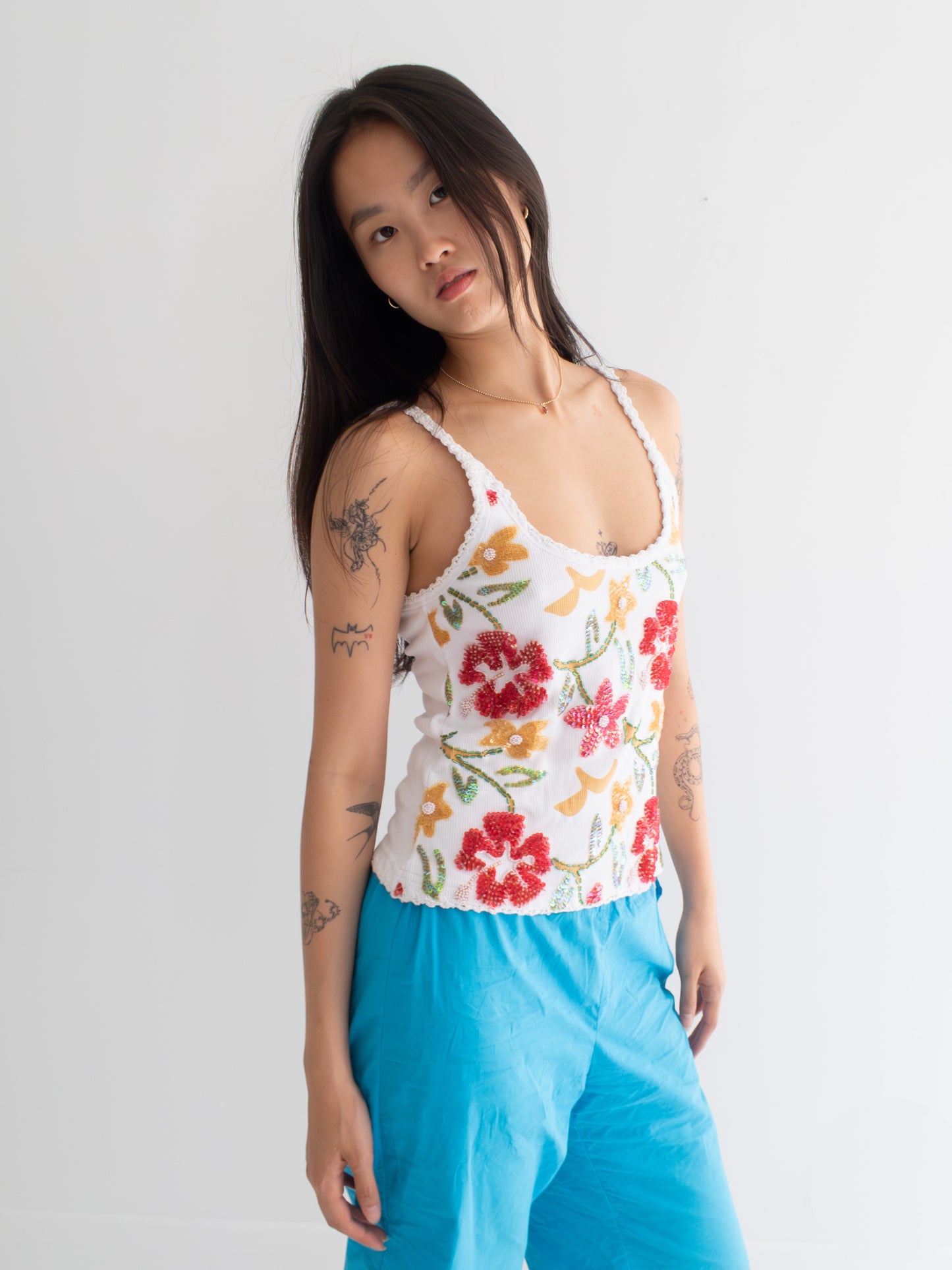 Ibisco Tank - White/Pink