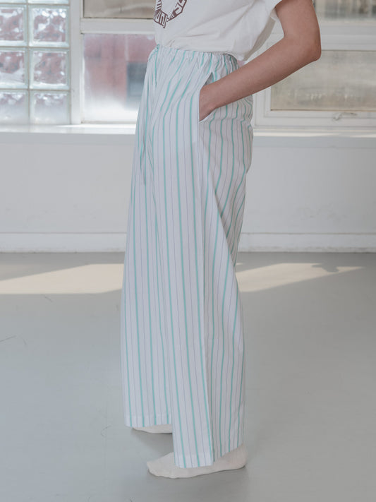 Kolla Pants Organic Cotton Poplin - Mint Stripe