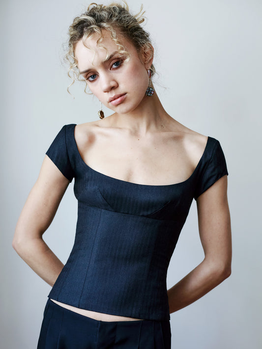 The Corselette - Black Herringbone