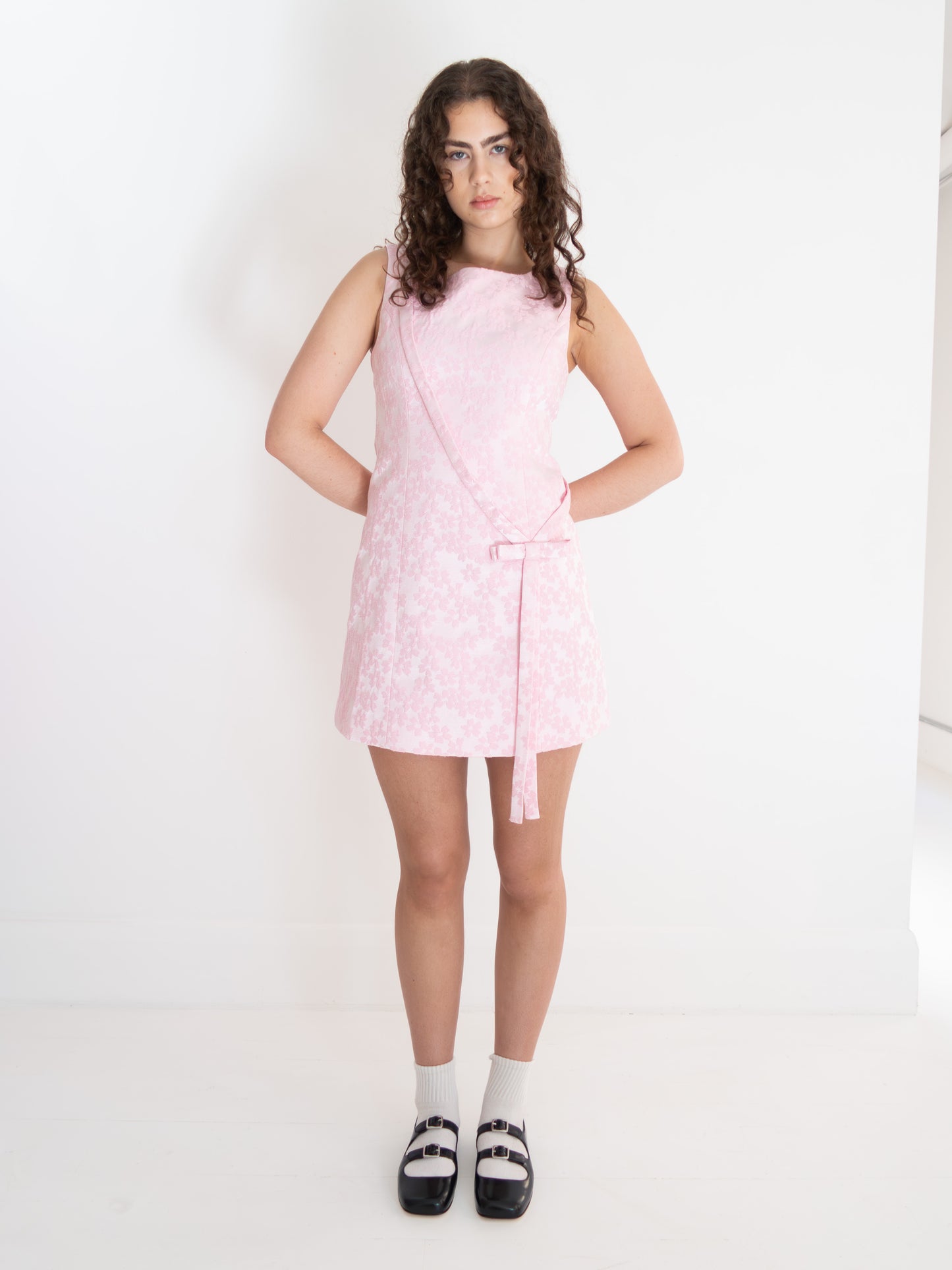 Olga Dress - Pink Floral Jacquard