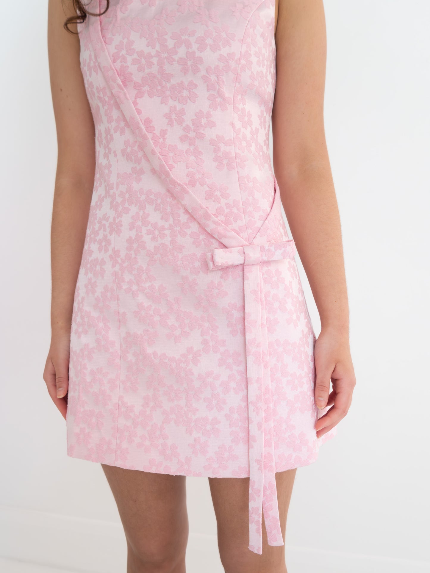 Olga Dress - Pink Floral Jacquard