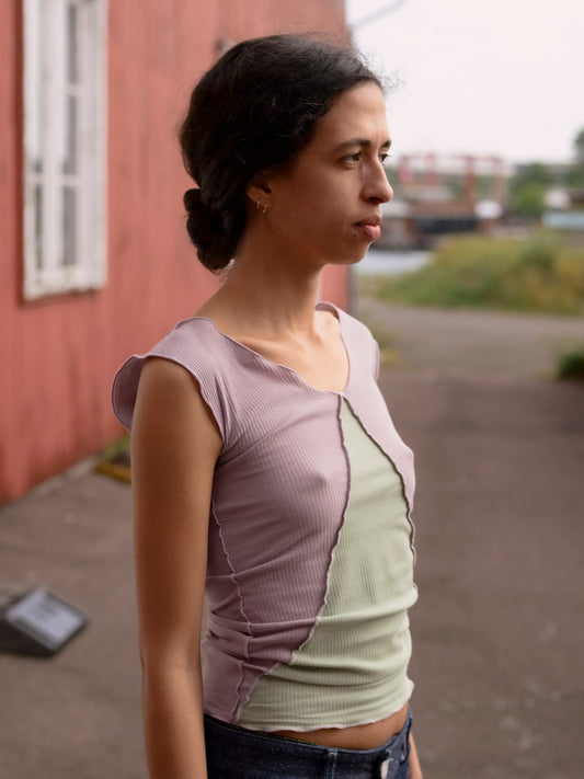 Phy Tank Organic Cotton Rib - Verbe Purple / Green
