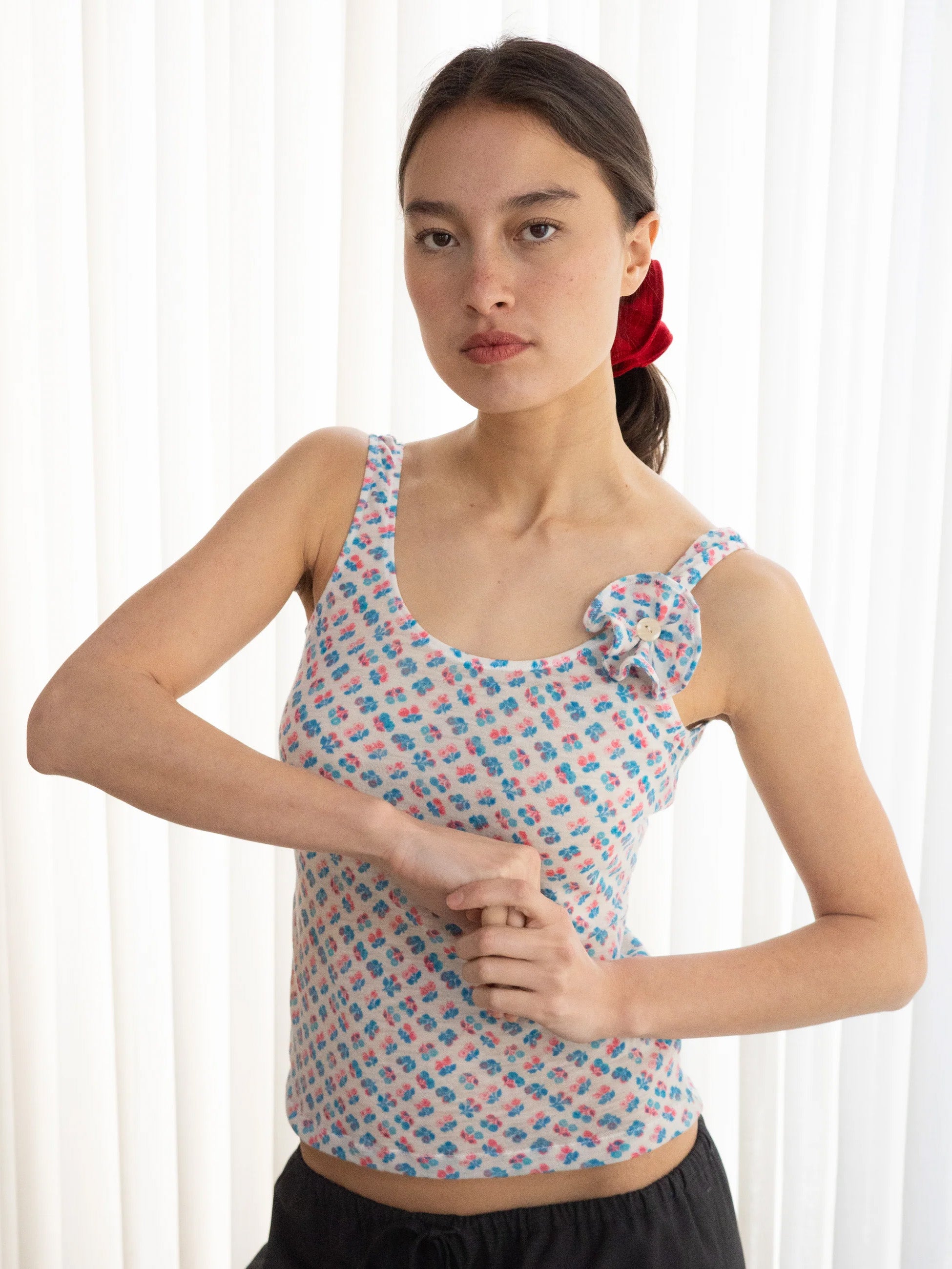 Rosette Tank - Blue/Coral – Saloon Store Rosette Tank - Blue/Coral – Saloon Store
