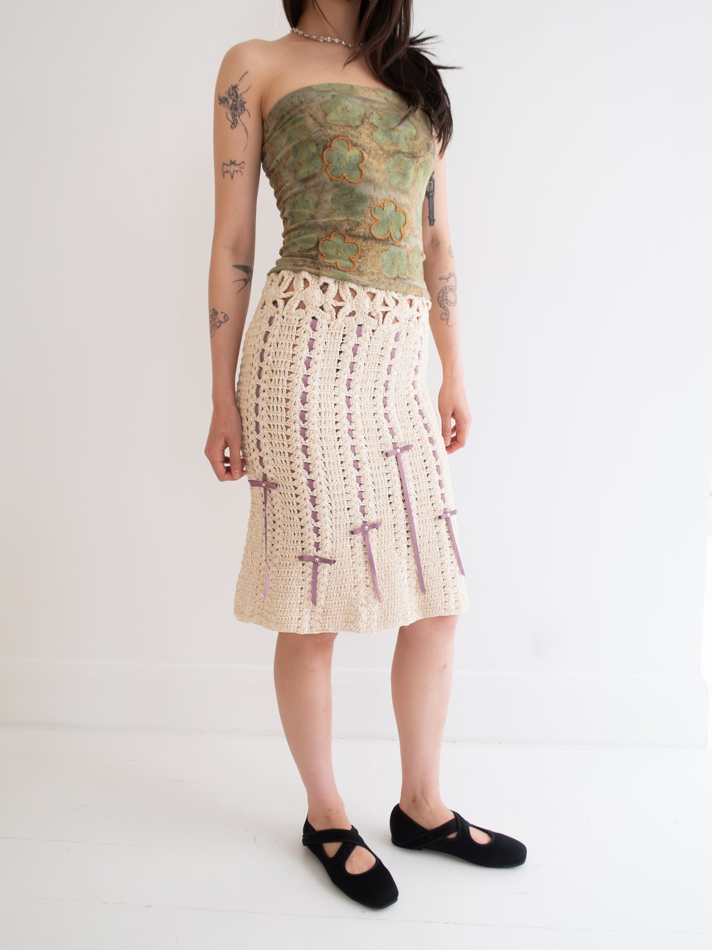 Midi Crochet Skirt - Bone