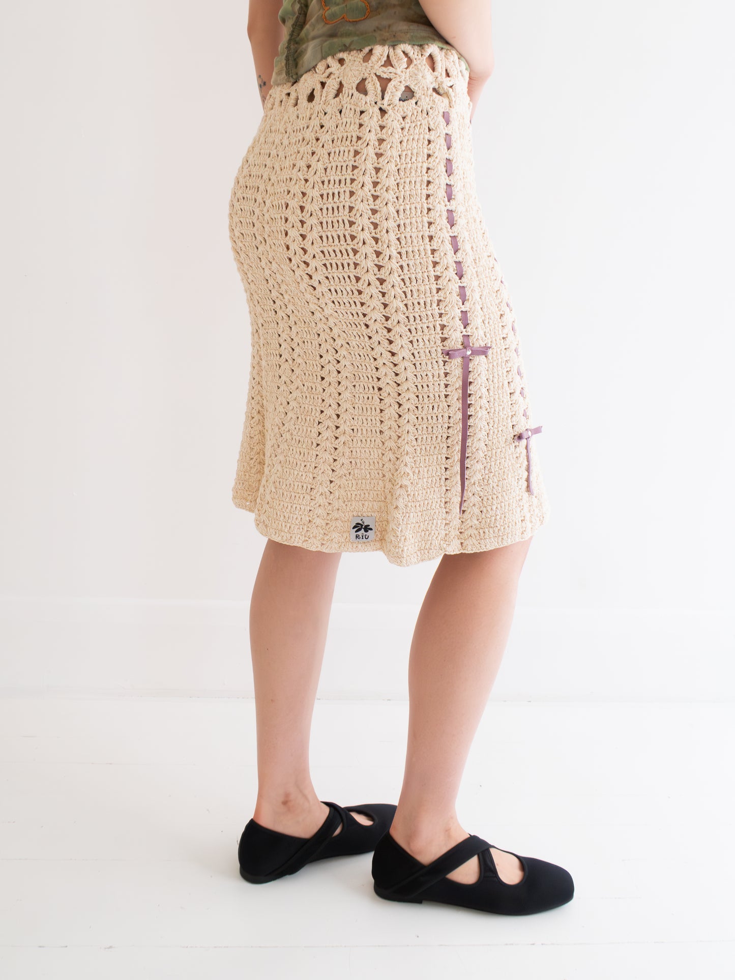 Midi Crochet Skirt - Bone