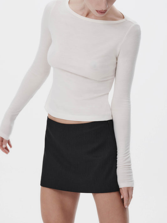 The Miniskirt - Black Merino Herringbone