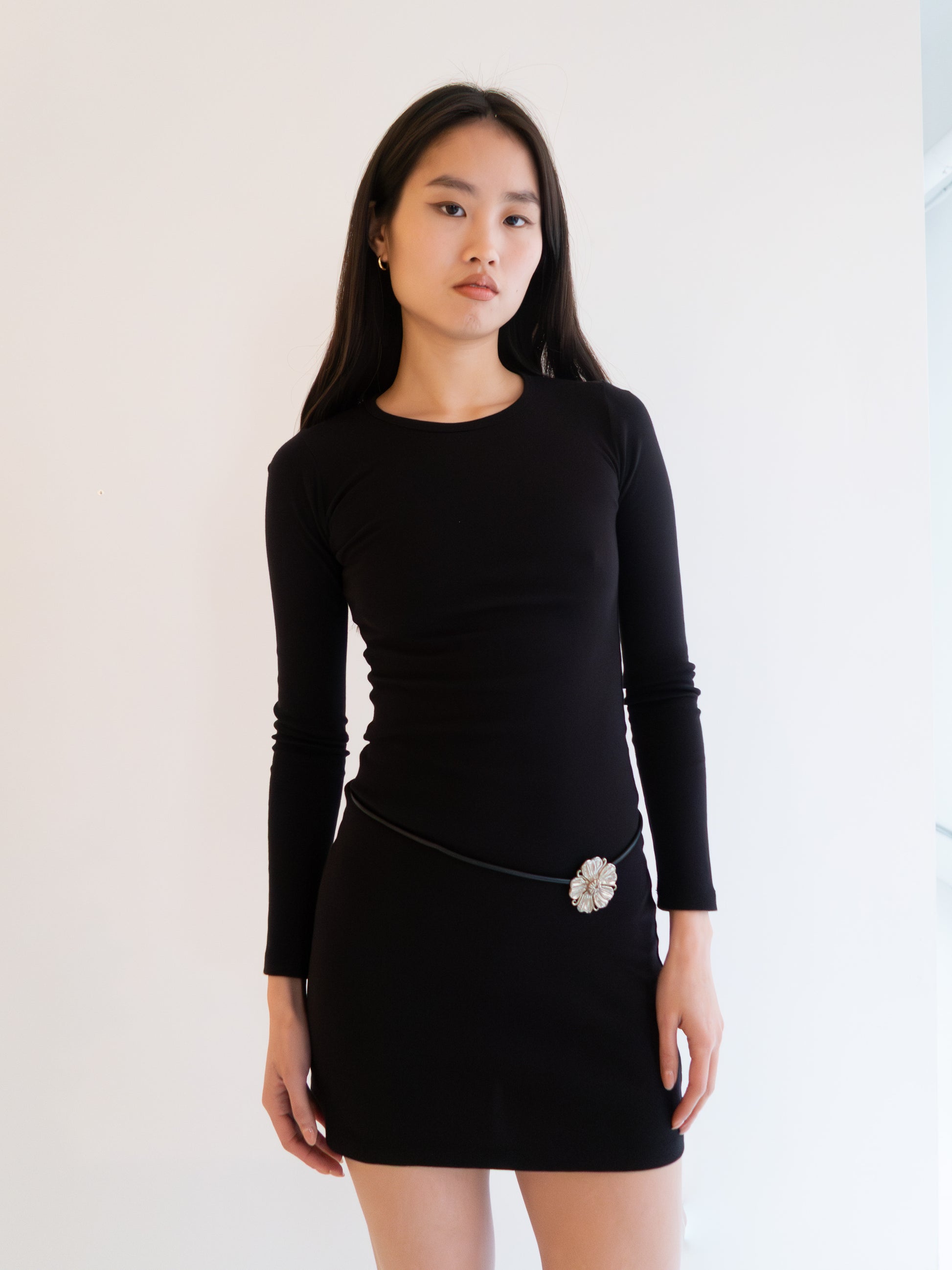 mini black dress in store Colleen Satin Draped Mini Dress in Black, flowy Satin dress, event Dress draped, cute summer outfit, women's dress, SOERA
