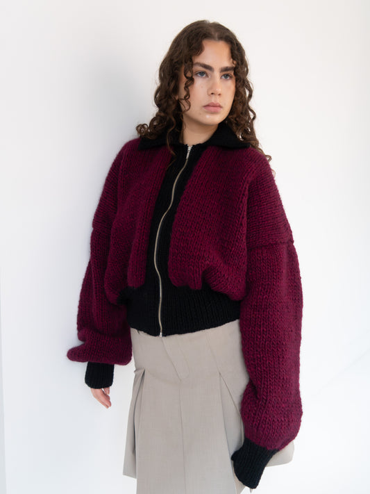 Collared Bomber - Burgundy