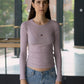 Heart Long Sleeve Tee Organic Cotton Rib - Verbe Purple