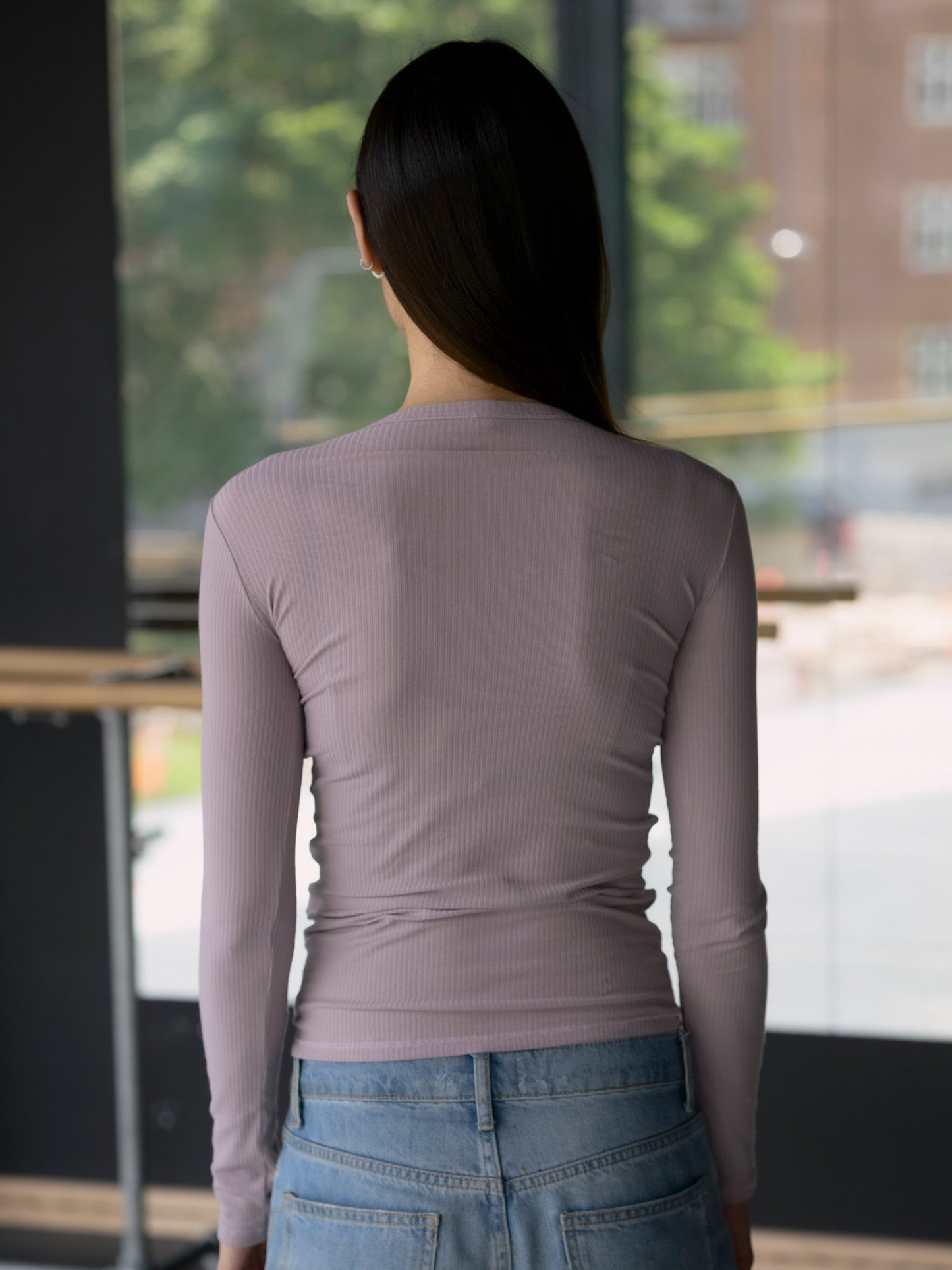 Heart Long Sleeve Tee Organic Cotton Rib - Verbe Purple
