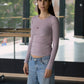 Heart Long Sleeve Tee Organic Cotton Rib - Verbe Purple