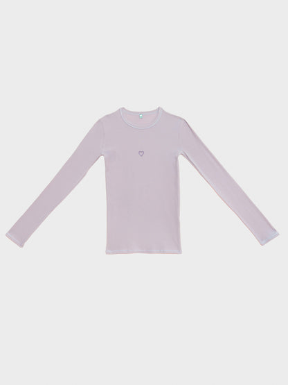 Heart Long Sleeve Tee Organic Cotton Rib - Verbe Purple