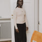 Heart Long Sleeve Tee Organic Cotton Rib - Tin Beige