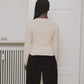 Heart Long Sleeve Tee Organic Cotton Rib - Tin Beige