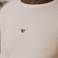 Heart Long Sleeve Tee Organic Cotton Rib - Tin Beige