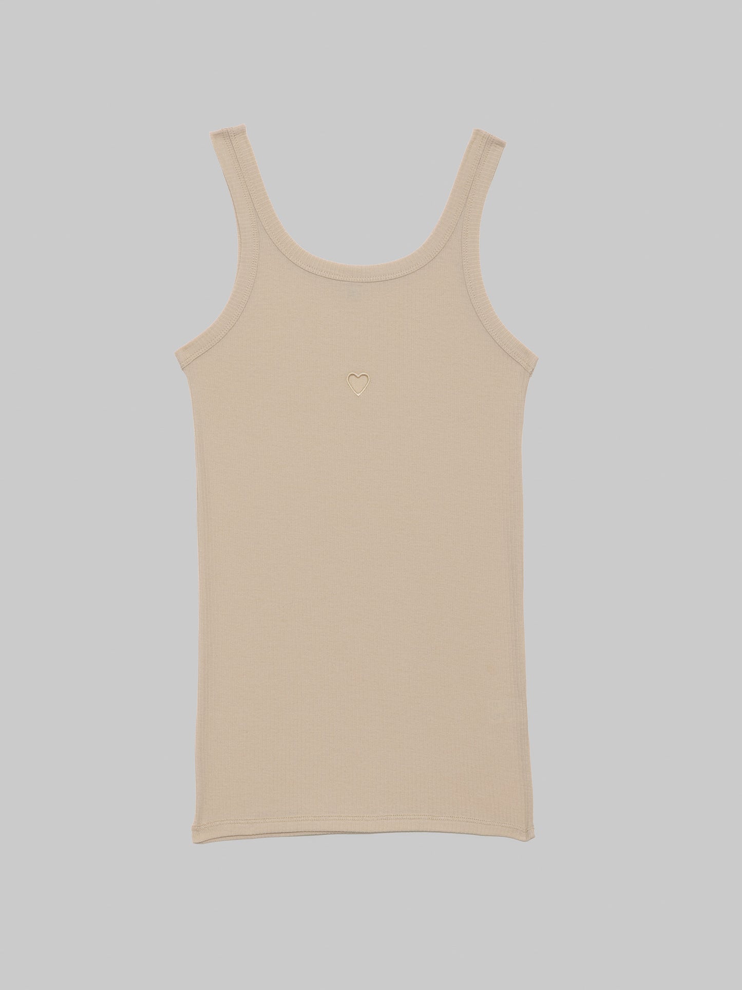 Heart Tank Organic Cotton Rib - Tin Beige