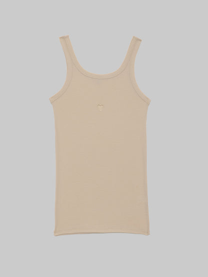 Heart Tank Organic Cotton Rib - Tin Beige