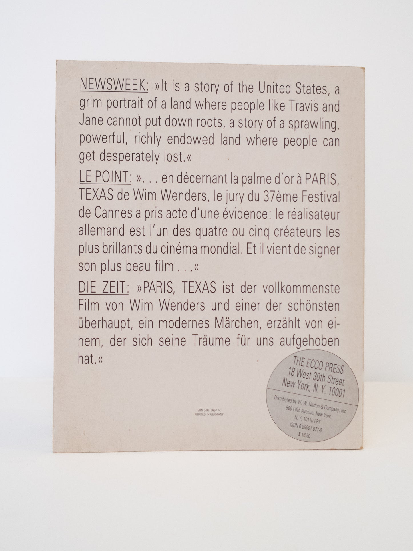 Paris, Texas - Wim Wenders and Sam Shepard