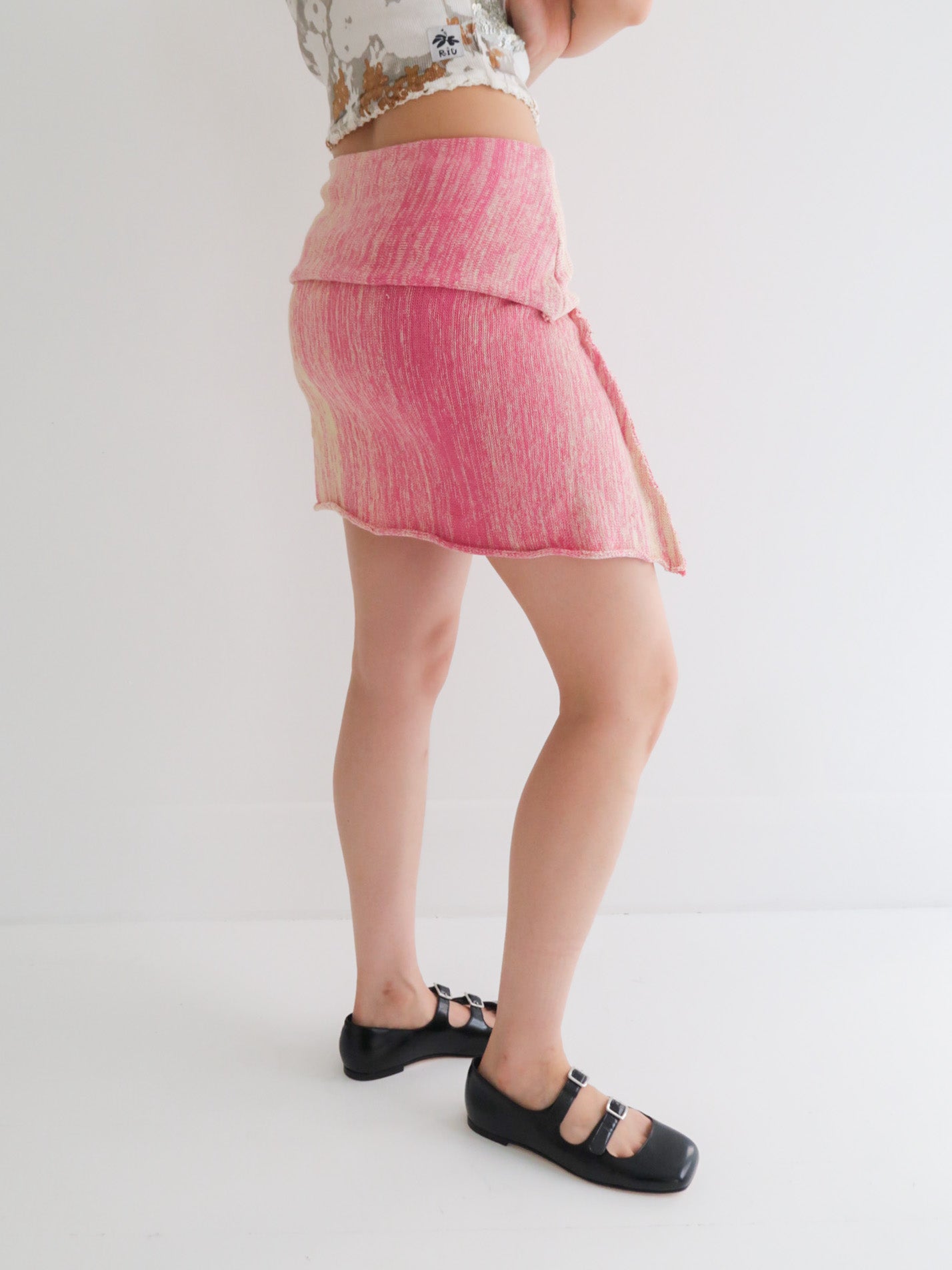 Upcycled Knit Skirt - Blush Speckles