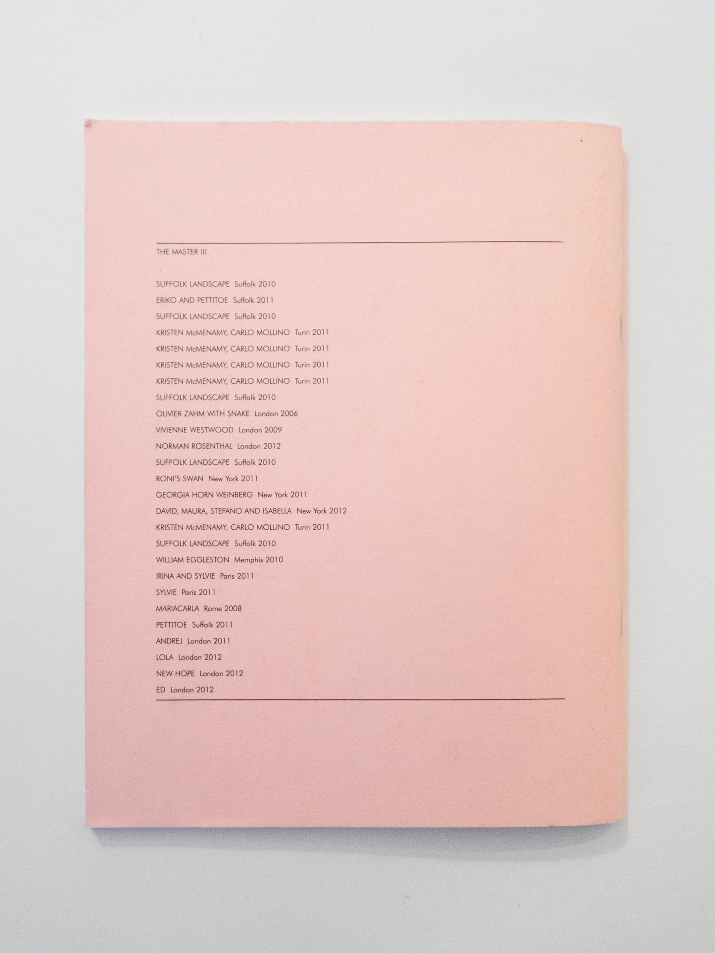 The Master III - Jurgen Teller, 2012