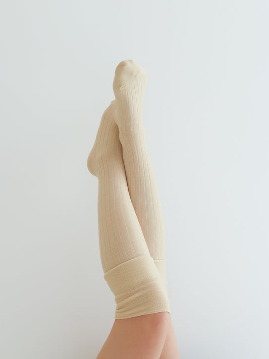 Knee High Layered Socks - Cream