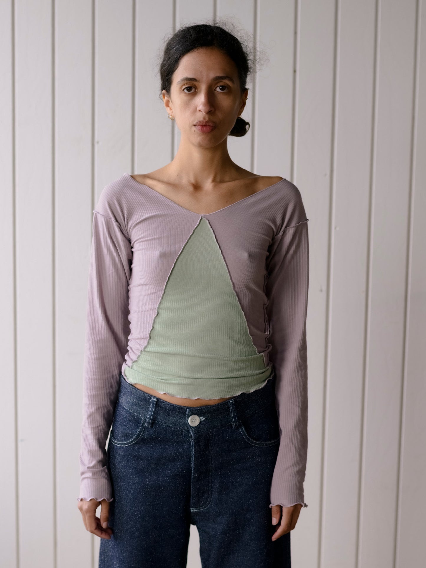 Phy Long Sleeve Tee Organic Cotton Rib - Verbe Purple / Green
