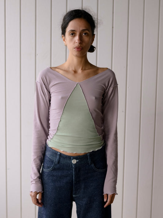 Phy Long Sleeve Tee Organic Cotton Rib - Verbe Purple / Green
