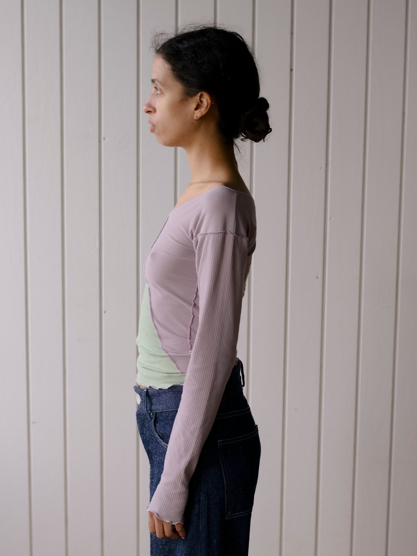 Phy Long Sleeve Tee Organic Cotton Rib - Verbe Purple / Green