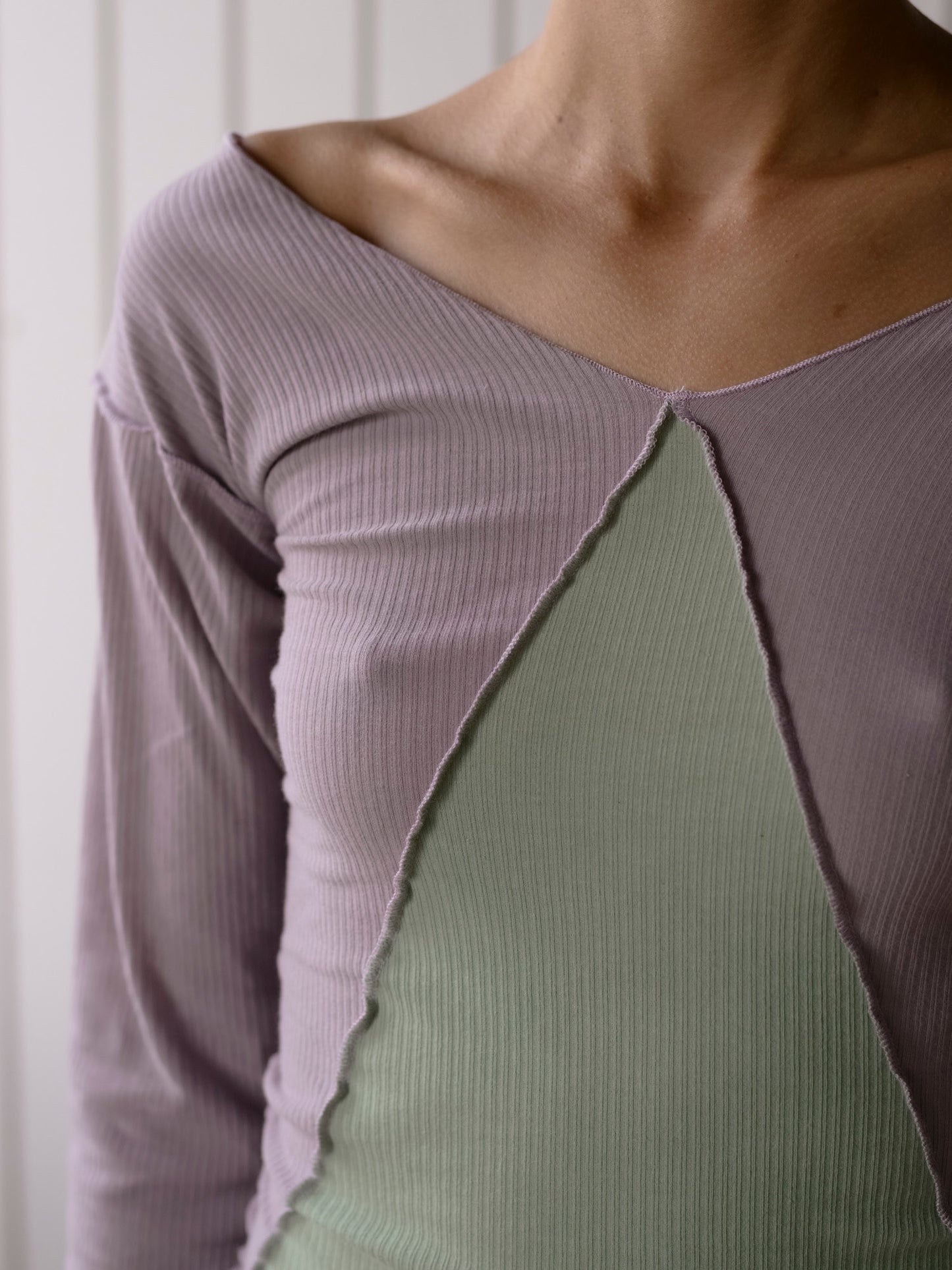 Phy Long Sleeve Tee Organic Cotton Rib - Verbe Purple / Green