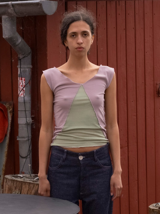 Phy Tank Organic Cotton Rib - Verbe Purple / Green