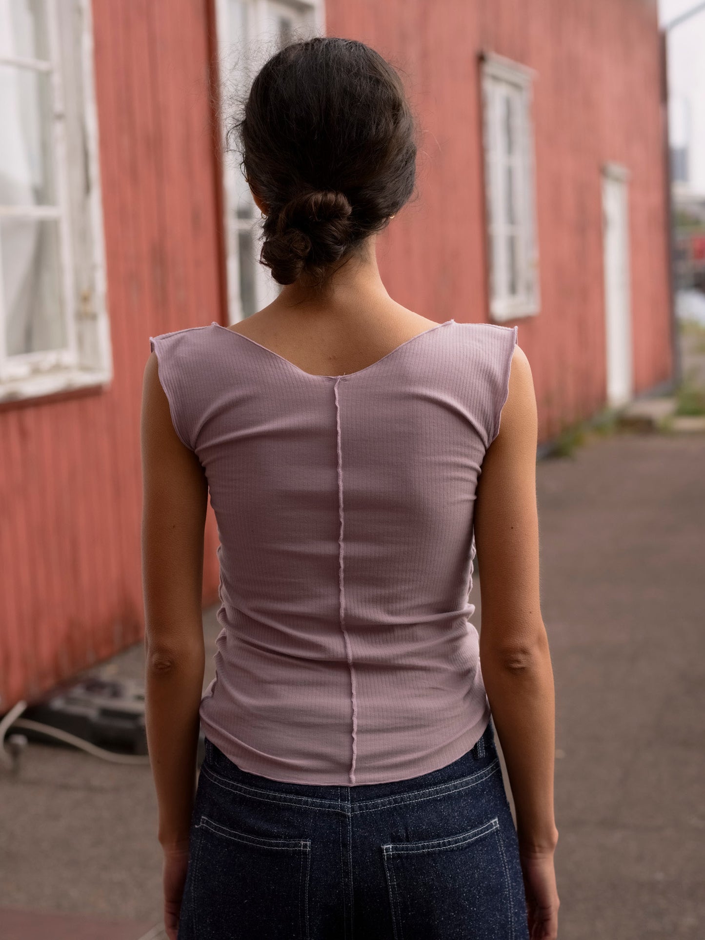 Phy Tank Organic Cotton Rib - Verbe Purple / Green
