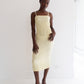 Plissé Silk Tube Dress - Light Yellow