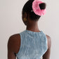 Plissé Silk Scrunchie - Bright Pink