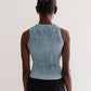 Plissé Silk Tank Top - Light Indigo