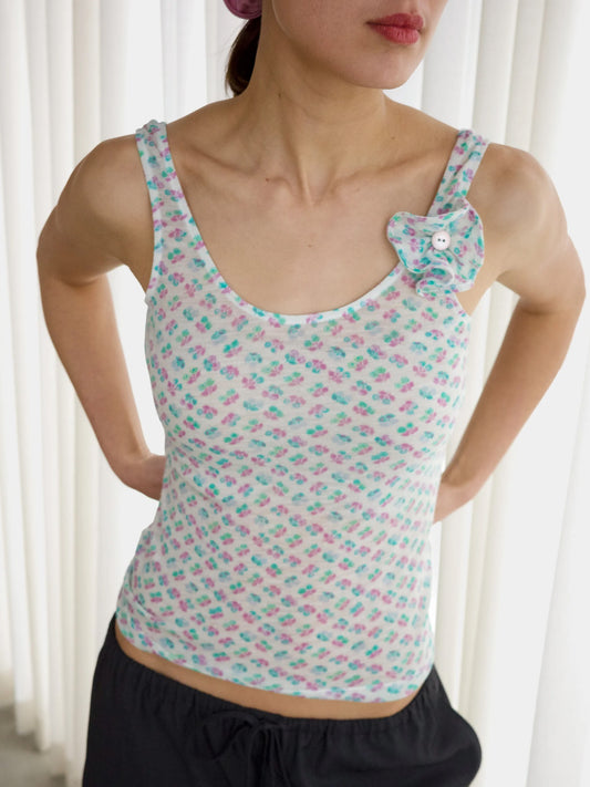 Rosette Tank - Pink/Green