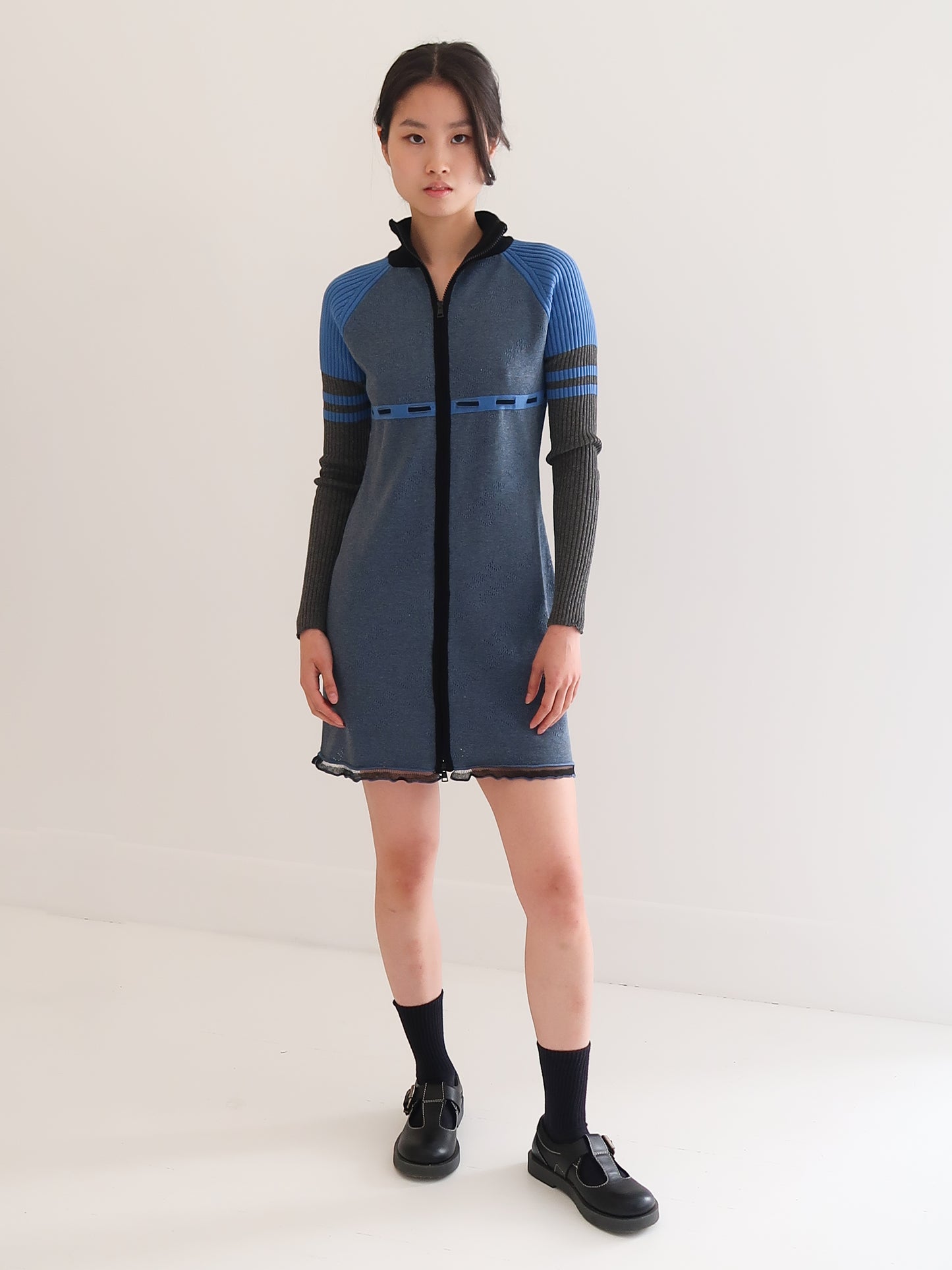 Rania Zip-Up Dress - Blue