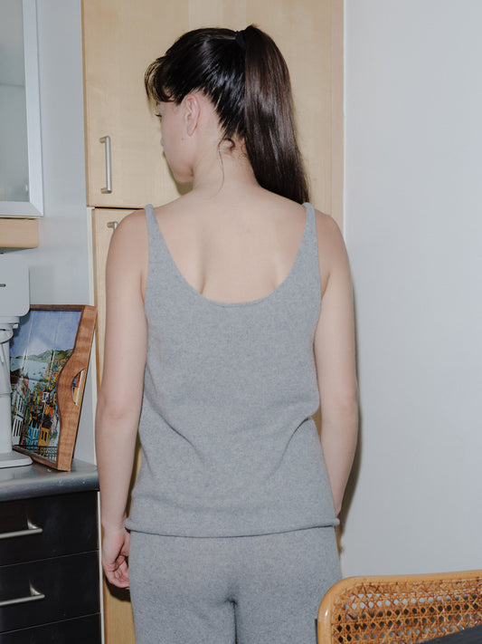 Rim Tank - Recycled Cashmere - Grey Melange