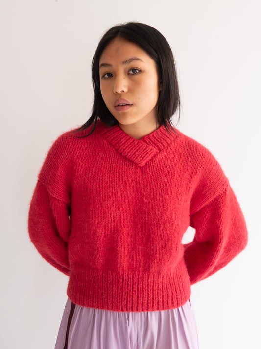 Alpaca Sarah Sweater - Bright Red