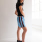 Raw Silk Contrast Shorts - Lake/Wine