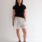 Raw Silk Contrast Shorts - Silver/Pine