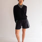 Raw Silk Contrast Shorts - Black/Mint
