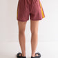 Raw Silk Contrast Shorts - Dark Rose/Mustard